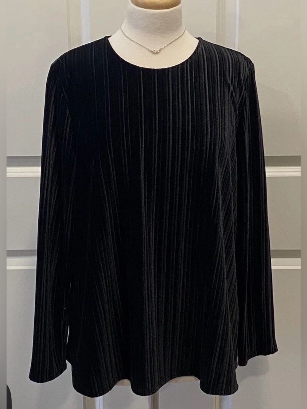 Talbots Top Womens Large Black Velvet Top Whimsigoth Vamp Blouse NWT